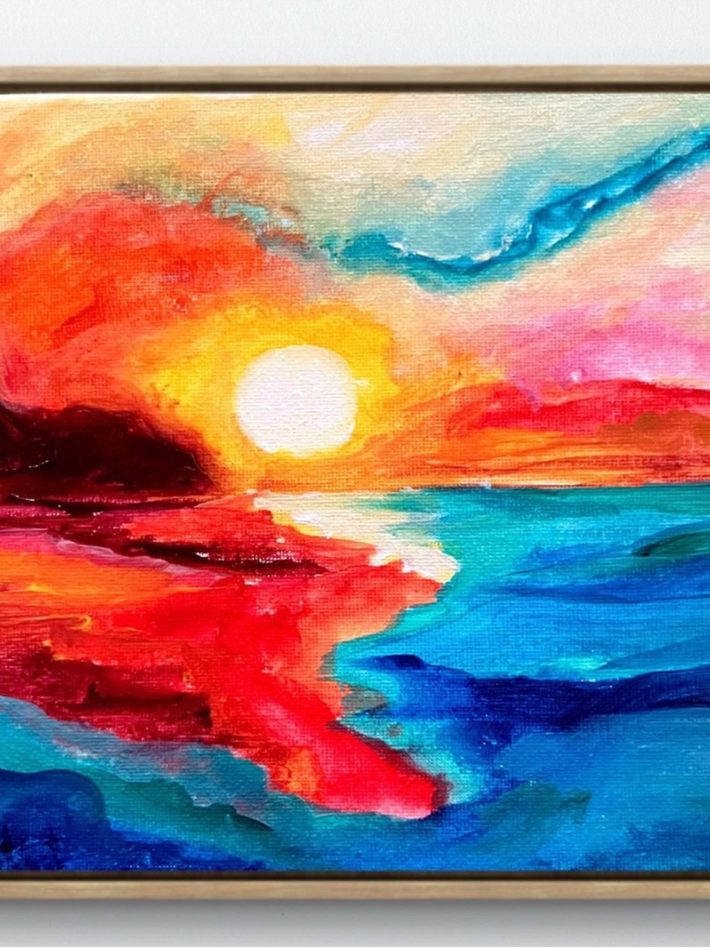 Vibrant Sunset Seascape Canvas Art - hand painted on canvas ready to hang